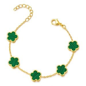 Elegant Gold and Green Clover Bracelet